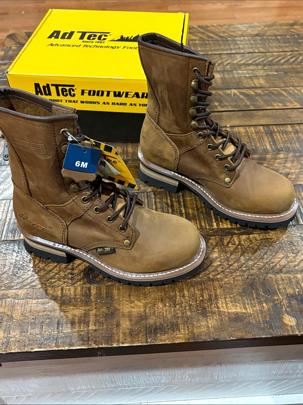ADT 9" LEATHER Logger Boots in Brown Crazy Horse